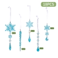Set da 18 pezzi di addobbi natalizi in acrilico blu ghiaccio con fiocchi e ghiaccioli - Set da 18 Pezzi / Blu