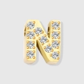 Golden DIY letter N pendant with sparkling zircon micro-pave for custom jewelry - Letter N-Gold