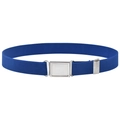 Blue elastic kids belt with silver magnetic buckle for boys and girls on white background - Blue