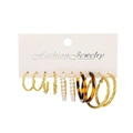 6-pair set of gold-tone hoop earrings with faux pearls and tortoiseshell acrylic hoops - Gold Tortoise Pearl Hoop Style (53675)