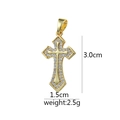 Retro cross pendant in gold finish with sparkling cubic zirconia inlay and measurements - Simple Gold Zirconia Cross (D1013JB) / Pendant Only (No Chain)