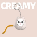 Portable white cat personal safety alarm keychain with pull cord for women and children - English Packaging / Cute Cat / Cream White