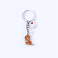 Brown enamel dachshund keychain with I Love Dogs round tag in polished silver finish - Brown with Dog Tag