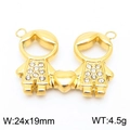 Golden girl couple charm in stainless steel with crystal accents, 24x19mm and 4.5g weight - Style 1 Gold (KLJ8034-Z)