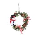 Christmas wreath ornament with felt snowman, natural pine cones and red berries - Snowman