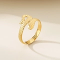 Detailed view of the golden snake ring featuring intricate scale textures and metallic finish - Scale Texture Snake Open Style-Gold (KR105284--KFC)