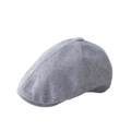 Retro grey textured linen newsboy cap for men and women in a casual beret style - Grey Linen