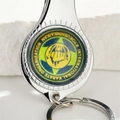 Silver metal keychain with blue Kyokushinkai Karate organization emblem on white stone - Style 3-Kyokushin Karate