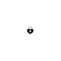 Detailed view of a heart-shaped lock pendant with black enamel and gold metal edges - Black Heart Lock