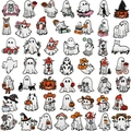 Detail view of various Halloween ghost embroidery patches with high texture and colorful patterns - Comprehensive Set