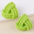 Modern light green geometric twisted triangle stud earrings with a matte paint finish - Fruit Green
