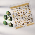 Stickers à ongles 3D en relief avec grues, nuages et calligraphie chinoise dorée - Style Grue Chinoise et Nuages De Bon Augure (FEB-710)