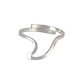 Minimalist irregular wave silver open ring with adjustable band for daily wear - Wave Line-Silver