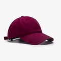 Burgundy cotton baseball cap with curved brim and six-panel structure in side view - Adjustable / Burgundy