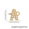 18k vergoldeter Buchstabe A Anhänger mit Zirkonia für DIY Schmuckherstellung 0,8cm - Buchstabe A