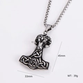 Poliertes Thorshammer-Amulett mit Widderkopf und Keltenknoten, Größe 45mm x 33mm - Widderkopf Keltischer Knoten Mjölnir / 0,3*60cm Kette