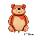 Brown teddy bear foil balloon with red heart print for Valentine decor, 87x66cm size - Bear Hugging Heart