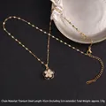 Golden rotating clover flower necklace in titanium steel with zircon accents - Hollow Five-Petal Flower Rotating Style (A836)