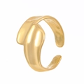 Irregular liquid style open ring in gold finish with organic hammered metal texture - Textured Style (N-1106)