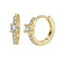 Golden S925 sterling silver hoop earrings set with sparkling white zircon stones - Gold Teardrop Hoop (APE95-G)