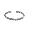 Dettaglio della trama a maglia intrecciata su bracciale rigido flessibile in acciaio - Argento