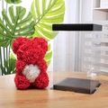 Red and white rose bear with heart pattern in a transparent gift box on wood - 23CM Bear+Gift Box+Light / Red with White Heart