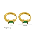 Details von 15mm 18K vergoldeten Creolen mit einem 4mm grünen Zirkonia-Stein - Grün