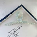 Extra large 13.5cm acetate shark hair claw with green and white marble texture - Cyan