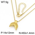 Golden stainless steel fishtail pendant necklace with hammered texture and ball chain - Ball Chain Style (KN298853-Z)