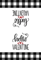 Absorbent Valentine kitchen towel with hello valentine text and checkered border - hello VALENTINE Text (MB1-3)