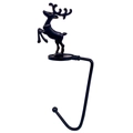 Black metal Christmas stocking hanger with a reindeer silhouette for mantle decoration - Reindeer / Matte Black