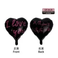 18-inch heart-shaped black foil balloon with pink I Love You text for romantic decoration - 18-inch Heart Black (I LOVE YOU)