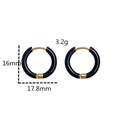 Black and gold drip oil stainless steel hoop earrings with 16mm height and 3.2g weight - Black