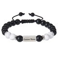 Detail of adjustable beaded bracelet with custom engraved metal plate and stone beads - 1 Name Engraved / White Howlite Bracelet