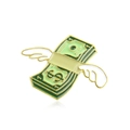 Creative flying dollar enamel pin with white wings and gold-plated alloy detailing - Green Dollar Wings Style (CC783)