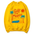 Bright yellow long sleeve sweatshirt featuring Gulf of Mexico graphic print design - Yellow