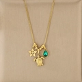 Collana oceano dorata con tartaruga, ciondolo stella e gemma verde a goccia - Stile Stella Sorridente Tartaruga Gemma Verde(KN292185-SXSJ)