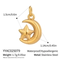 Detailed view of 18K gold plated celestial moon and star pendant with precise measurements - Moon and Star Shape (YYAC025079)