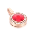 Ciondolo halo con grande pietra rossa tonda e montatura raffinata in oro rosa - Stile Rosso Oro Rosa (KP100754-K)