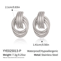 Detailed size and weight specs for silver stainless steel triple intertwined hoop earrings - Silver Style (YYE025013-P)