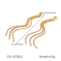Detail view of 11cm gold tassel earrings with rhinestones showing dimensions and weight - Gold Beaded Wave Tassel (OD-E10913)