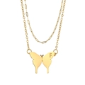 Double-layered 18K gold-plated butterfly pendant necklace featuring an engraved F initial - Letter F Butterfly Pendant Style