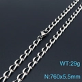 Silberne kubanische Halskette aus Edelstahl, Größe 760x5,5mm mit 29g Gewicht - Silberne Halskette (KN197701-Z)