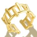 Fashionable V-shaped open ring in gold-plated stainless steel with cage-like hollow design - Style H Gold