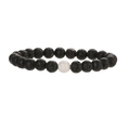 Lava stone and white turquoise beaded elastic bracelet for men and women - Lava Stone + Howlite