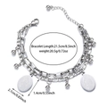 Detailed view of silver Virgin Mary double layer chain bracelet with dimensions and weight - Silver