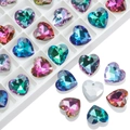 DIY iridescent multi-faceted heart-shaped crystal pendant beads for jewelry making - Gem Heart Shape / 14mm / Rainbow AB