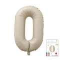 Creamy beige matte number 0 foil balloon in 32 inch size with retail packaging - 40-inch Cream White With Paper Card