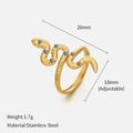 Gold plated stainless steel snake ring featuring vibrant purple round zircon stones - Purple CZ Snake