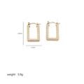 Irregular golden stainless steel earrings with textured finish measuring 2.6cm by 1.5cm - Checkered (A0177A)